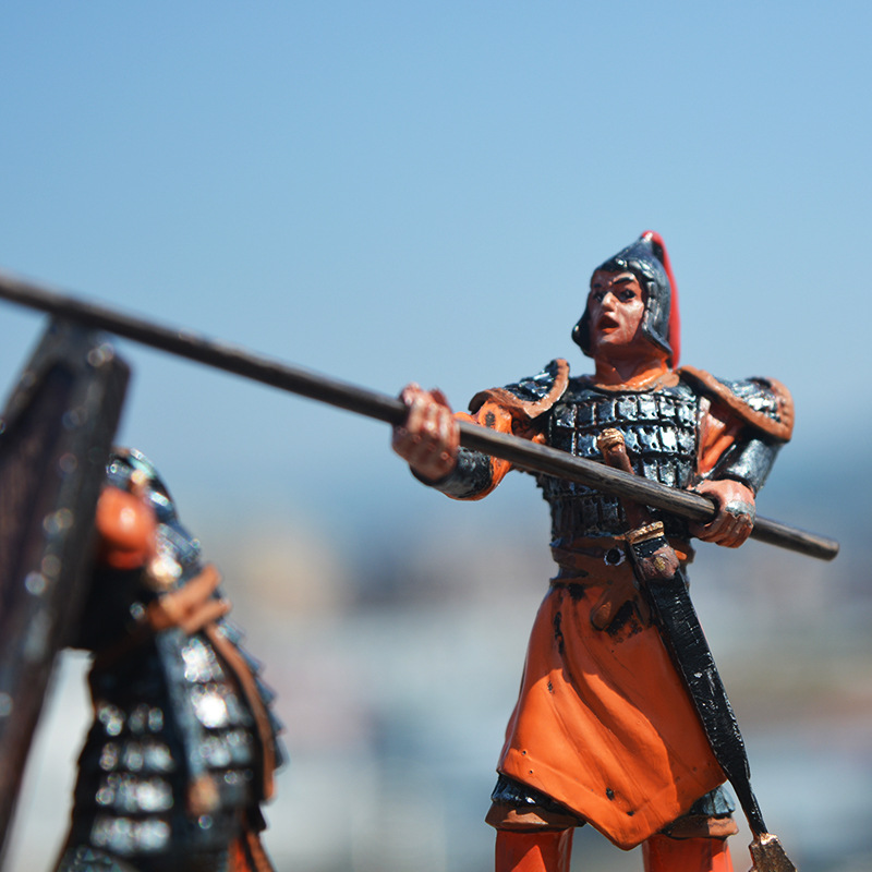 1/30三国人物挥矛士兵 锌合金 铜铸造 手办模型摆件