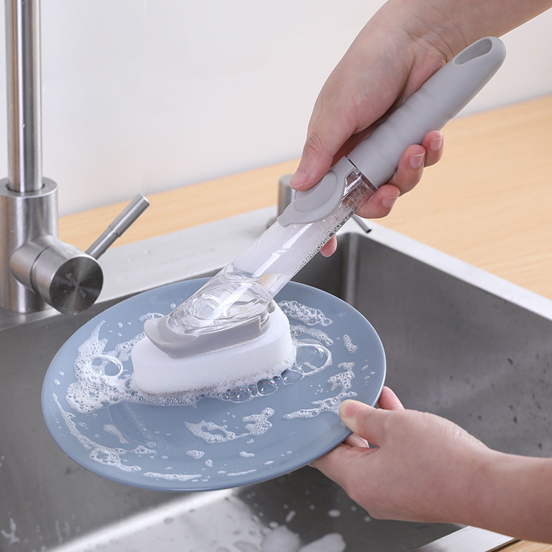 Kitchen Dish Brush Hydraulic Brush Automatic Liquid Filling Multi-Function Long Handle Dish Brush