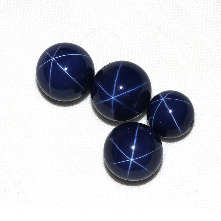 工厂供应星光蓝宝石球形圆珠 六射线蓝星光石8mm星石刚玉串珠散珠