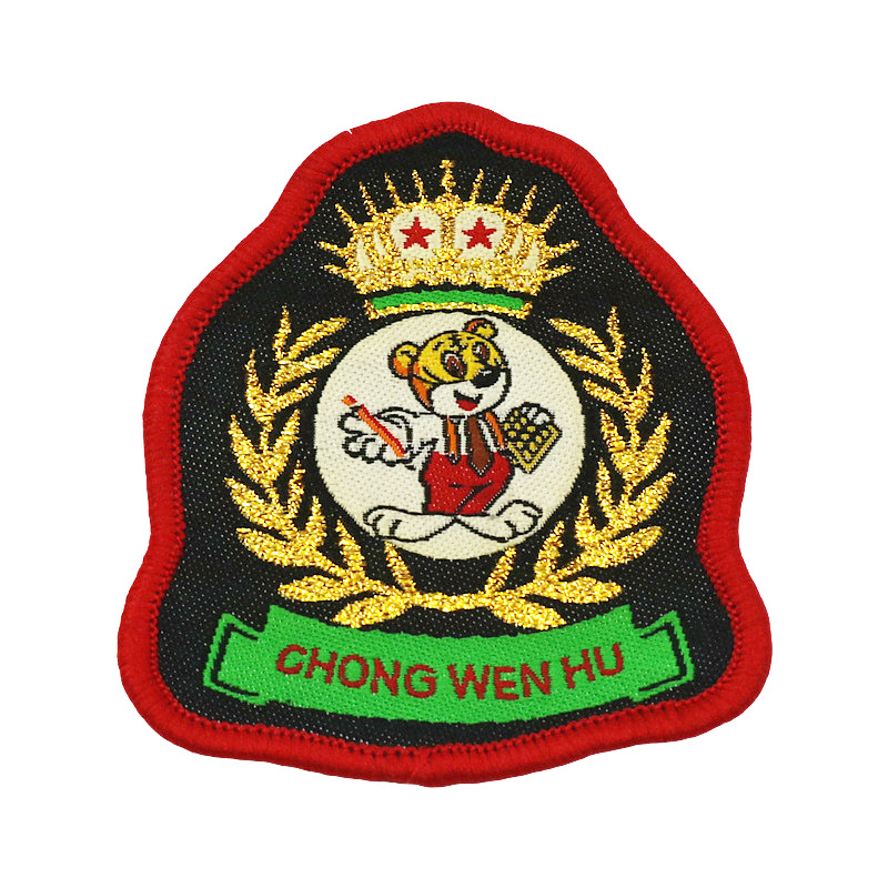 东莞工厂长期定制制服校徽袖标魔术贴臂章锁边重梭织唛章金线肩章