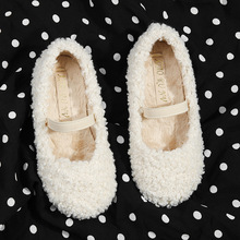 女童羊羔毛毛鞋外穿2023冬季新款加绒保暖一脚蹬韩版可爱儿童棉鞋
