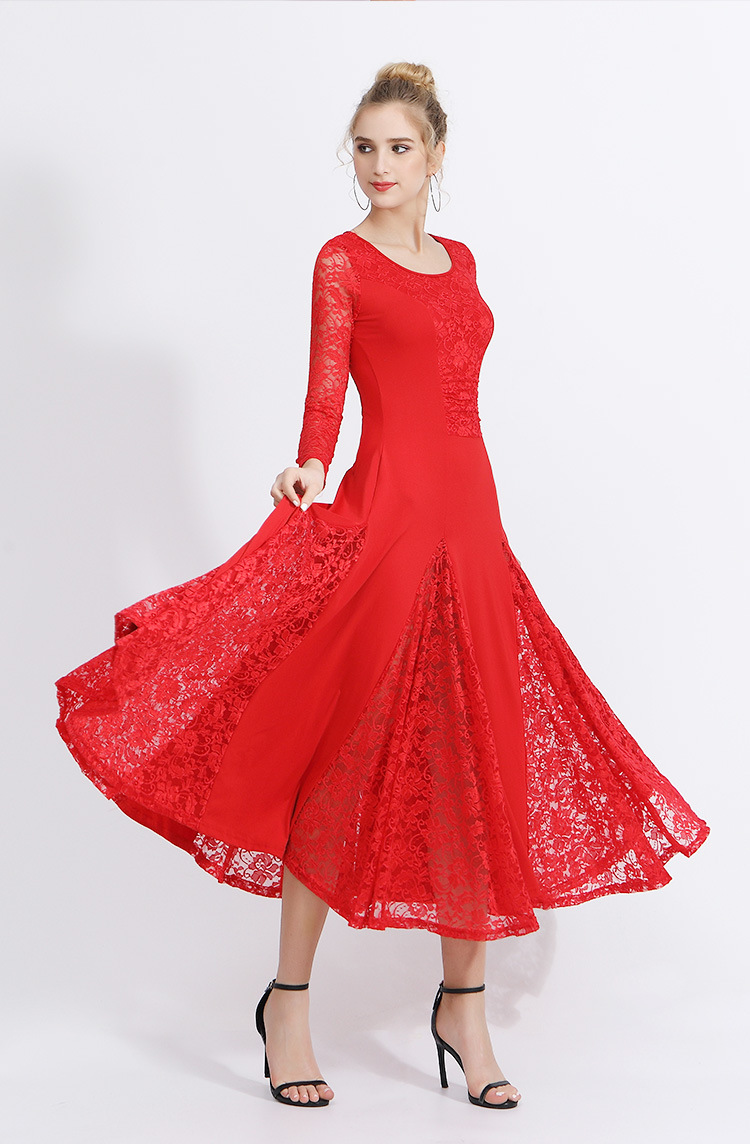 比赛演出服摩登舞裙新款国标舞长裙交谊舞大摆连衣裙华尔兹舞蹈服