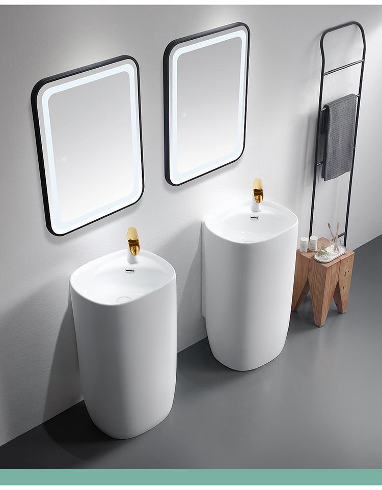 酒店批发立柱盆卫生间阳台陶瓷立柱洗脸盆洗漱台盆落地洗手盆家用