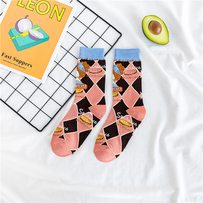 French Cat Male and Female Personality Ins Trendy Socks Cotton Retro College Wind Long Socks Spring and Fall Thick Section Tube Socks