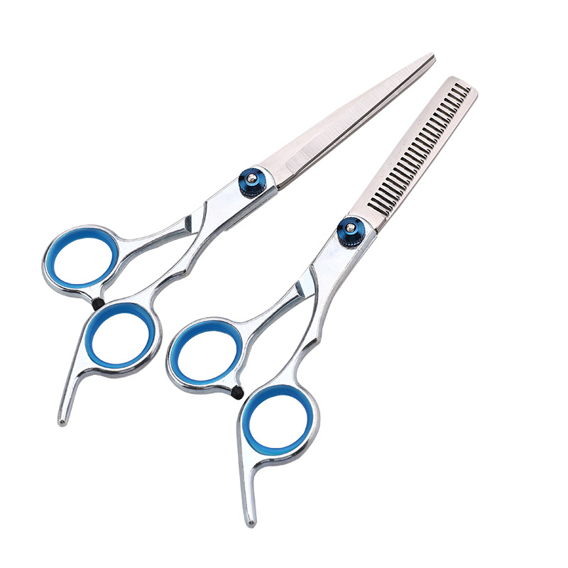 Household Hairdressing Scissors Two-Piece Set 6.0-Inch Straight Snips Thinning Scissors Bangs Fine Trim Thinning Shear Knife Hairdressing Scissors