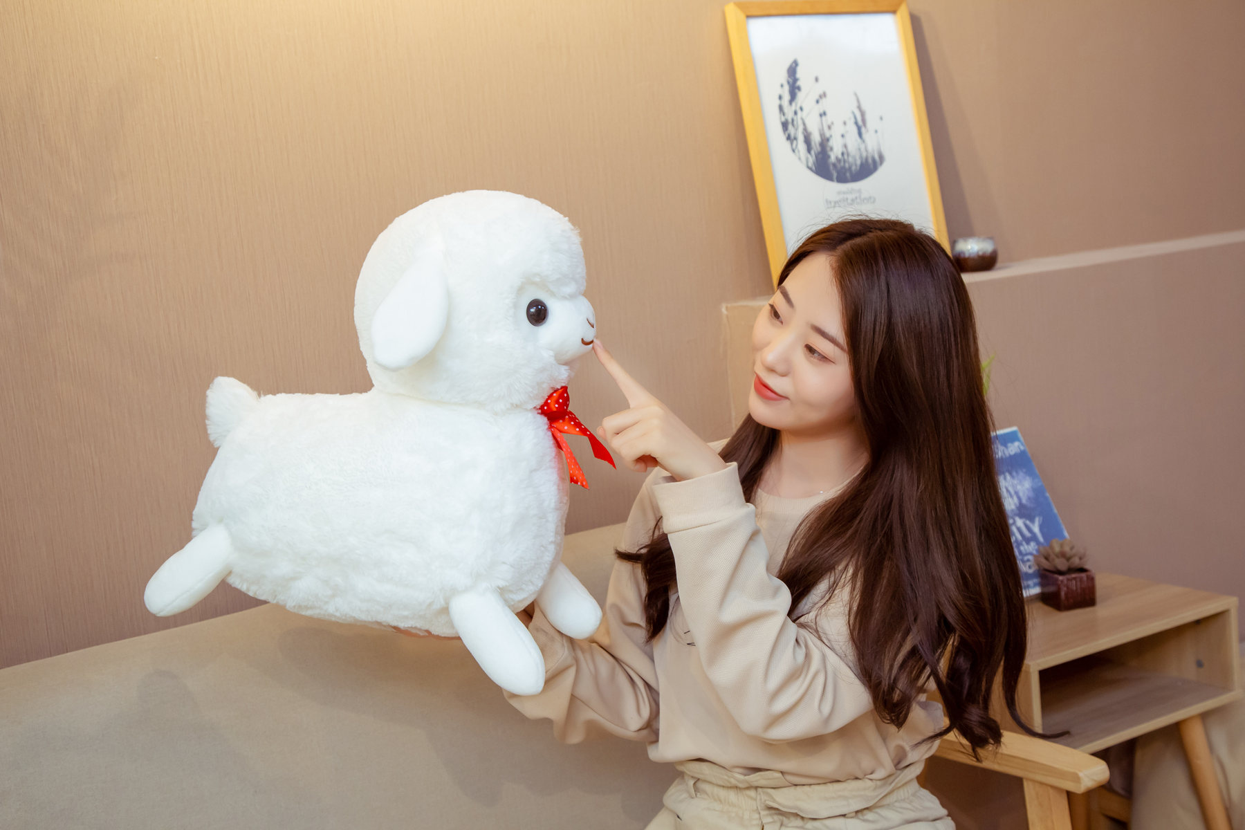 可爱趴姿神兽草泥马羊驼毛绒公仔小马毛绒玩具抱枕儿童陪玩玩偶