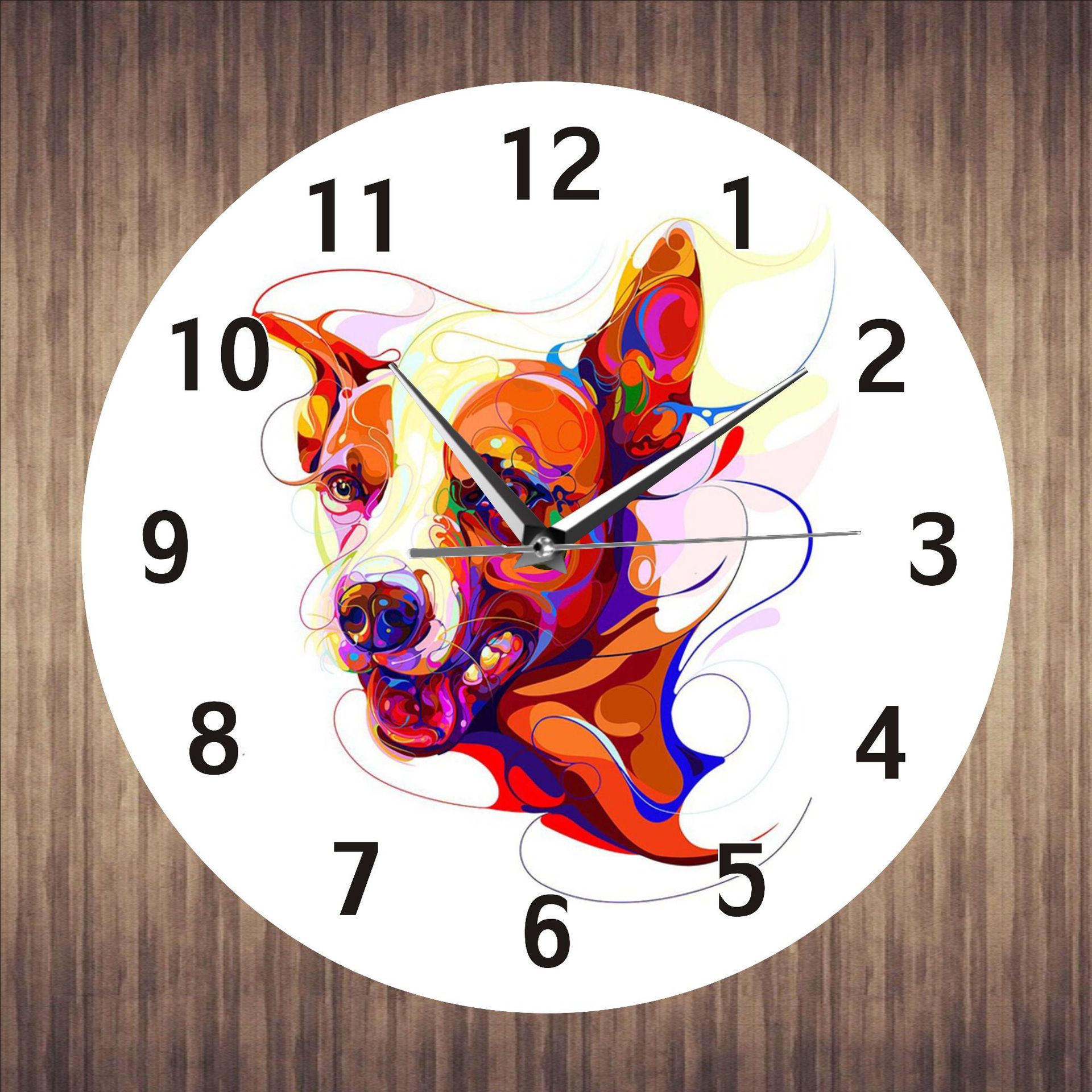 跨境卡通动物小狗亚克力时尚挂钟 个性艺术壁钟时钟