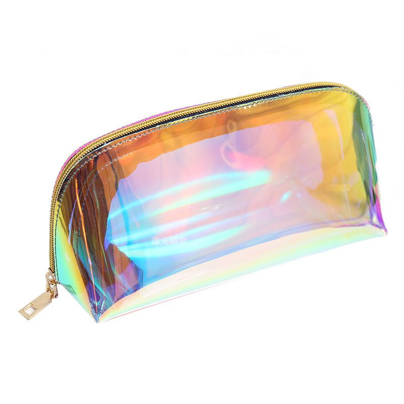 New Tpu Cosmetic Bag Laser Storage Bag Cosmetics Transparent Bag Portable Magic Color Travel Toiletry Bag Cross-Border