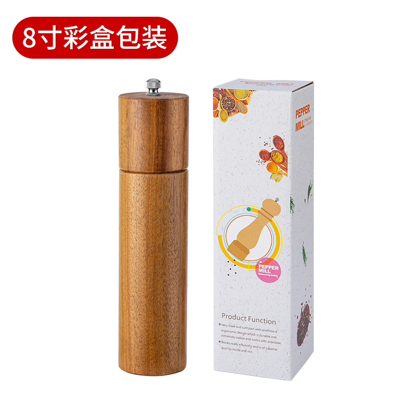 Pepper Grinder Household Pepper Sea Salt Pepper Mill Manual Acacia Mangium Grinder Seasoning Bottle Kitchen Tools