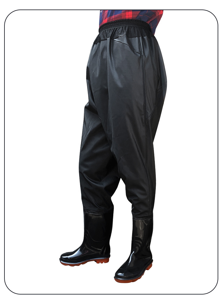 齐腰下水裤防水雨裤加厚水库捕鱼钓鱼衣服男连体雨鞋皮叉半身渔裤