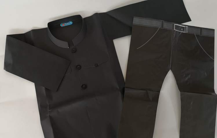 衣服长53cm左右 裤子长53cm左右名称:立体纸糊中山装一套(上衣裤子各