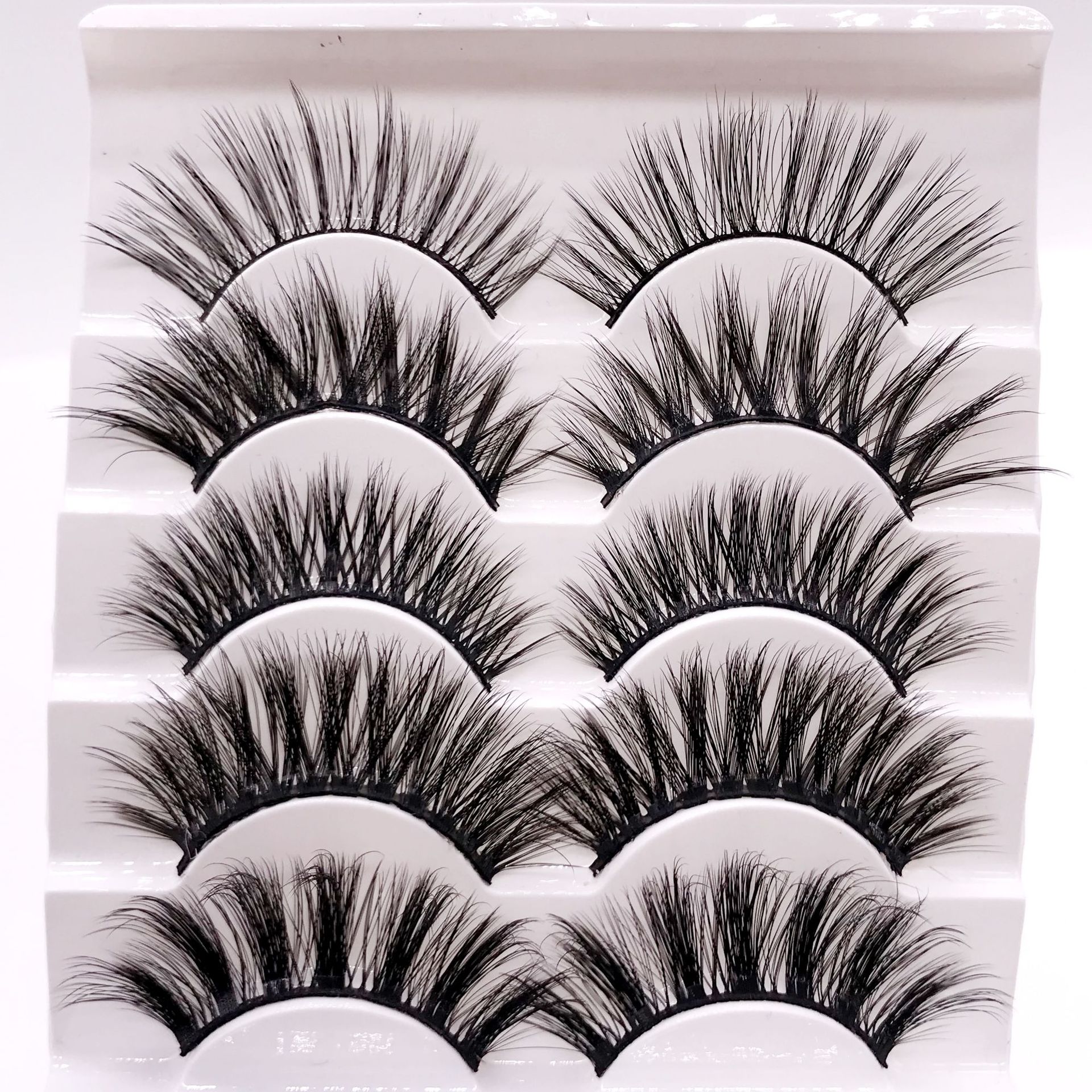 In Stock Wholesale 5 Double Pairs of False Eyelashes 3D Chemical Fiber Three-Dimensional Thick Five Pairs Mixed False Eyelashes Source Factory