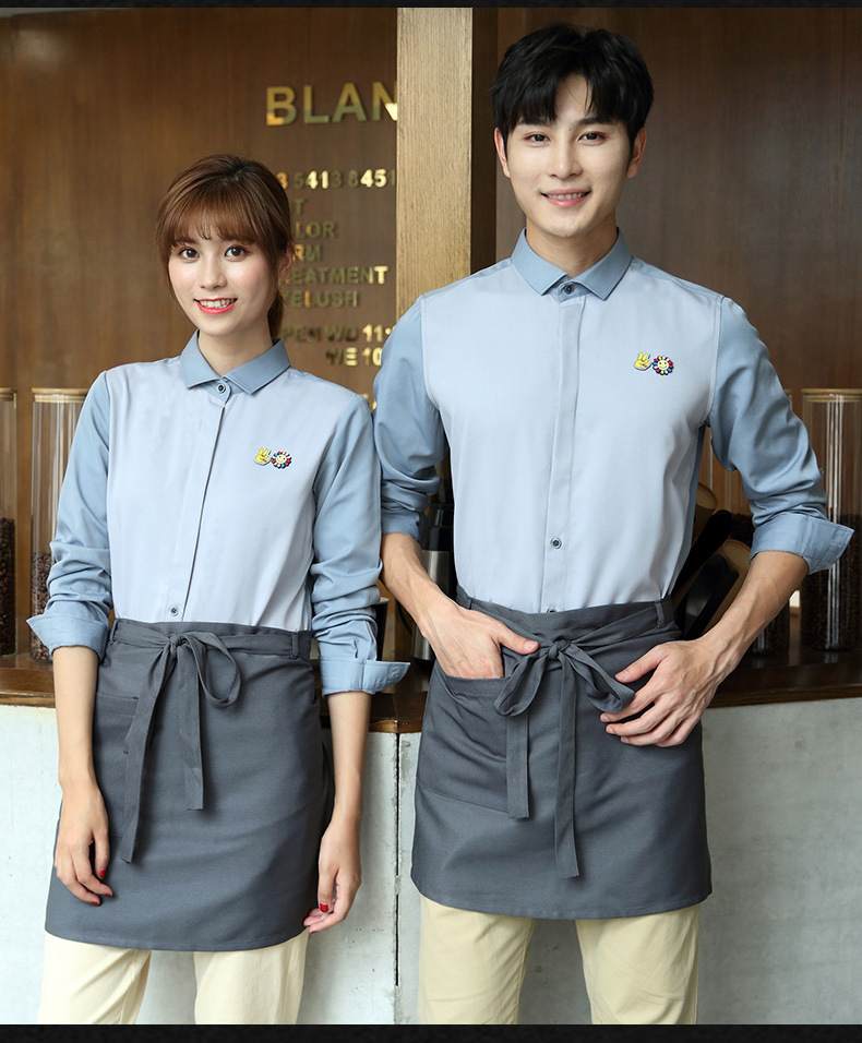 奶茶店工作服女蛋糕面包店员工服装长袖西式餐厅汉堡店服务员秋男