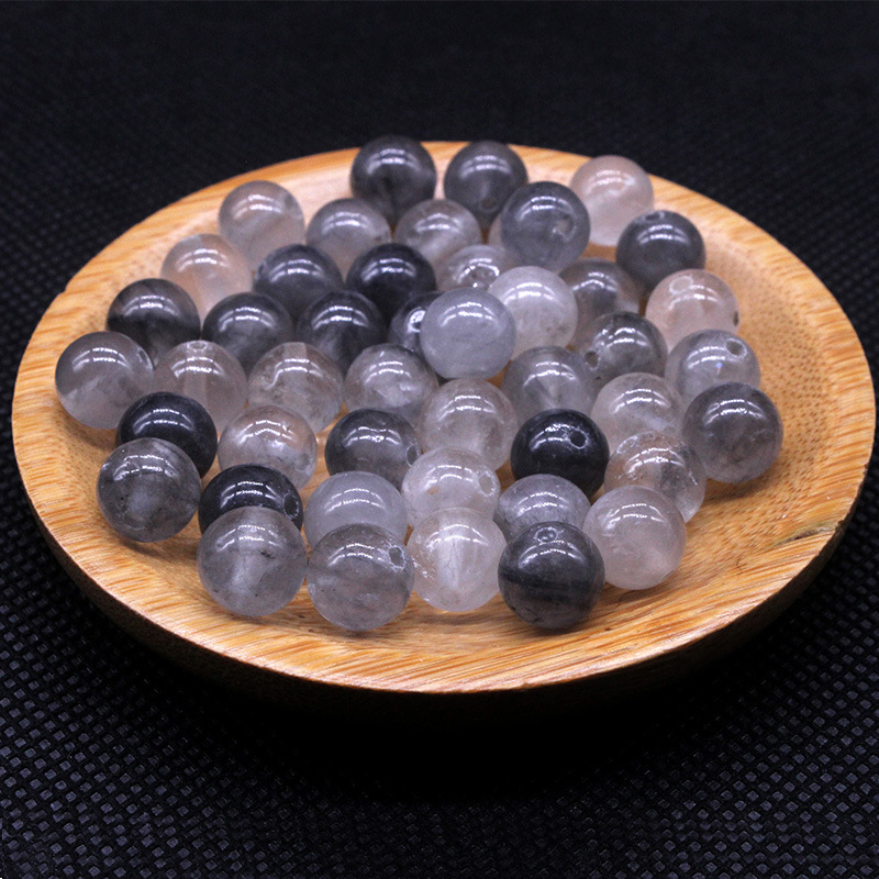 天然云水晶散珠魔鬼水晶圆珠diy饰品手饰项链配件水晶批发压小人