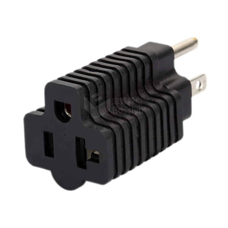 供应etl认证5-15p转5-20r转换插头 尼龙材质20a转15a美标转换器