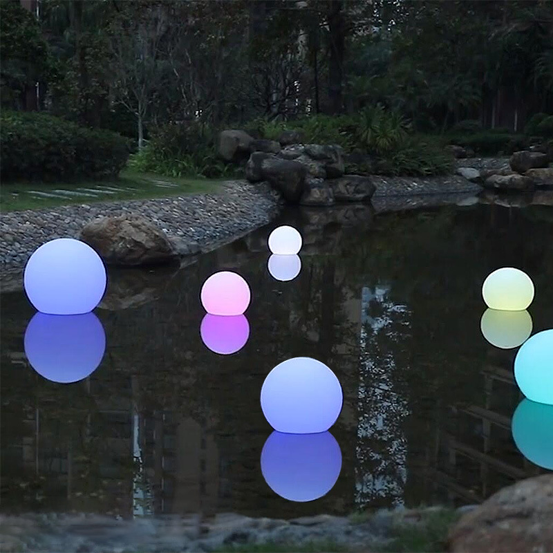 led发光球水上漂浮球形灯泳池水中灯景观庭院七彩圆球水池装饰灯