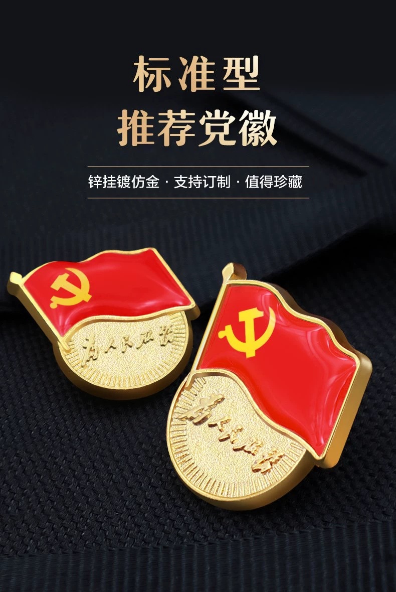 南联品牌徽章类型胸章徽章佩戴方式蝴蝶扣,别针式,托扣式颜色党徽加厚