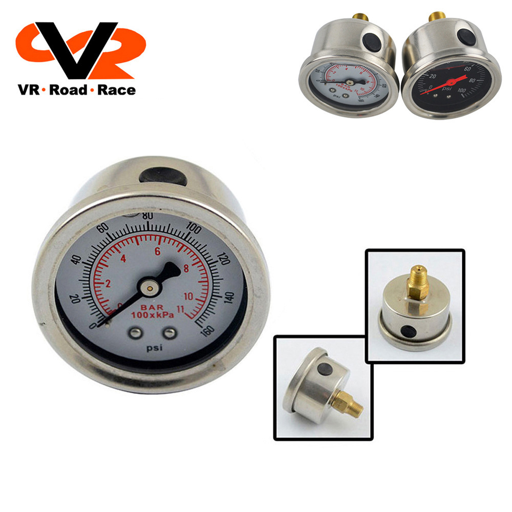 燃油液体压力表0100psi0160psi机油压力表燃油表黑白色表面