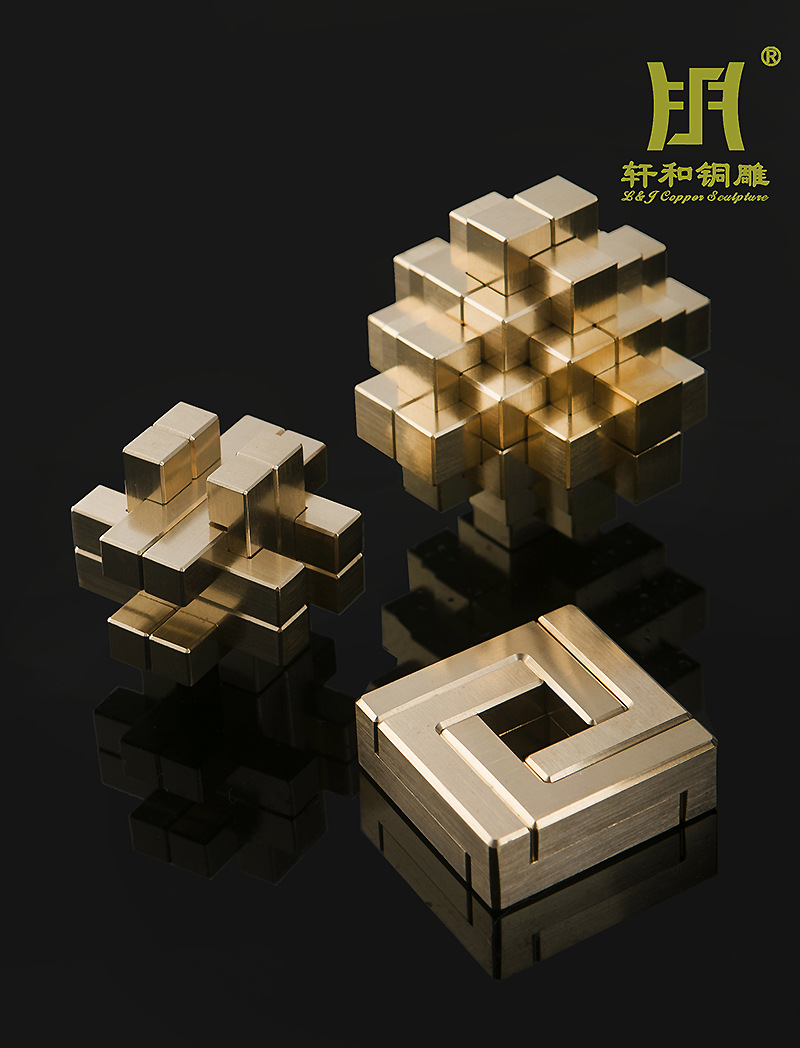 鲁班锁高难度金属玩具黄铜益智孔明锁12根成人小学生儿童智力解锁