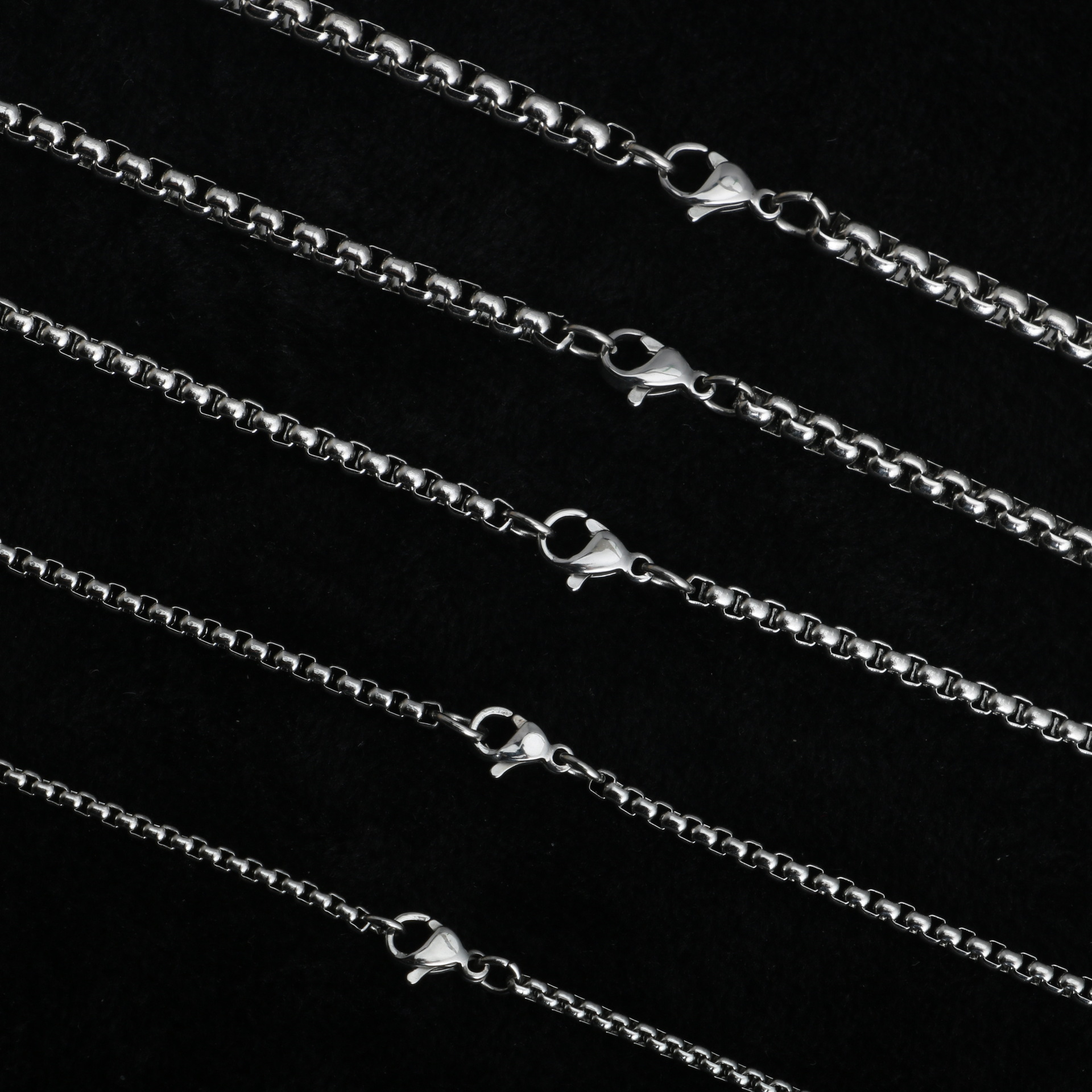 裸链配件钢吊坠龙骨链条珍珠项链饰品方批发钛不锈钢欧美