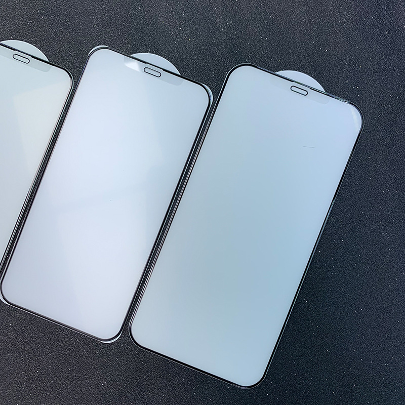 适用苹果iphone12 mini 11 pro max xr xs丝印磨砂钢化膜亮边雾面