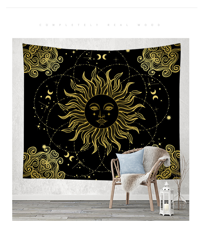 欧洲中世纪装饰挂布塔罗牌占卜挂毯定制太阳光辉沙滩毯网红背景布