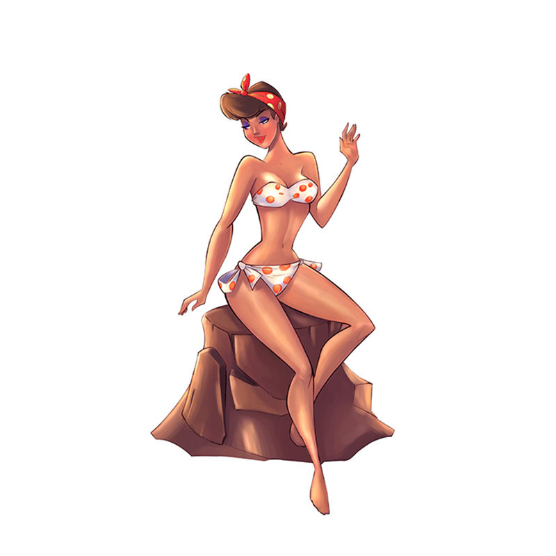 aliauto卡通比基尼女孩乙烯基汽车贴花 海滩美女汽车贴纸摩托车贴