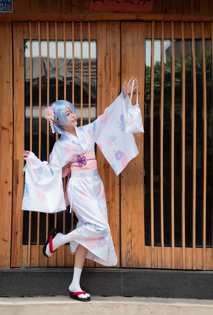 新款蕾姆cosplay服女装拉姆和服浴衣雷姆花祭服花魁夏日祭代发