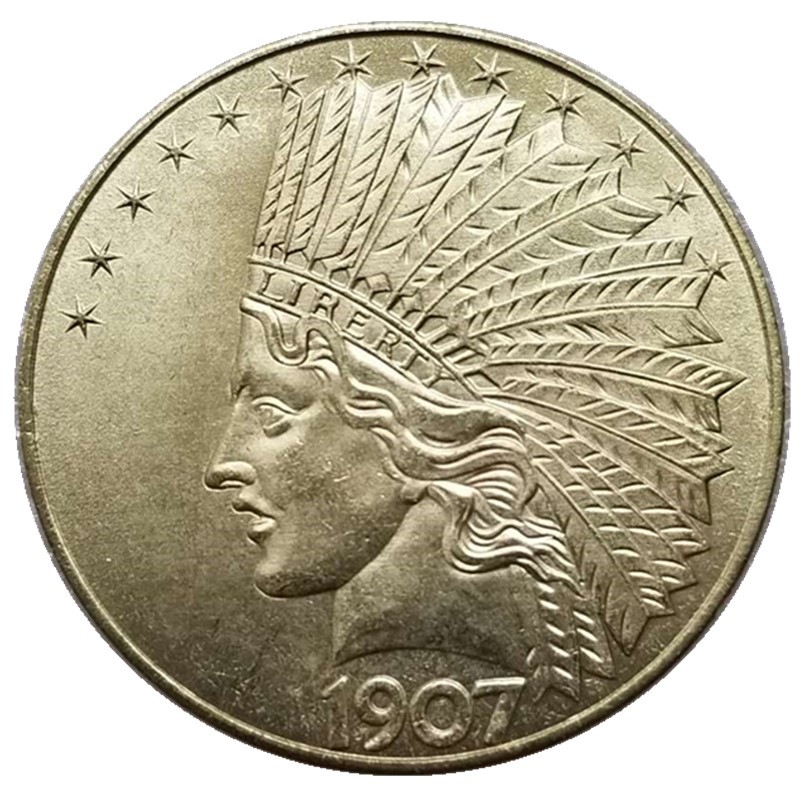 1907印第安人头像 美国鹰洋硬币古玩收藏纪念币