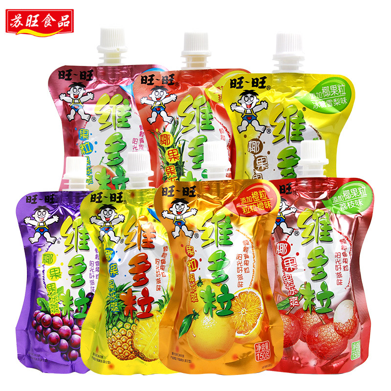 旺旺维多粒吸果冻爽150g含椰果粒水果味混装多口味零食饮品