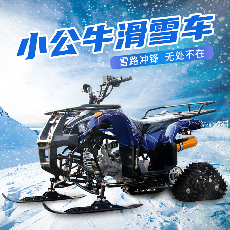 小公牛雪地越野摩托车游乐场沙滩车履带式成人电动雪橇四轮滑雪车