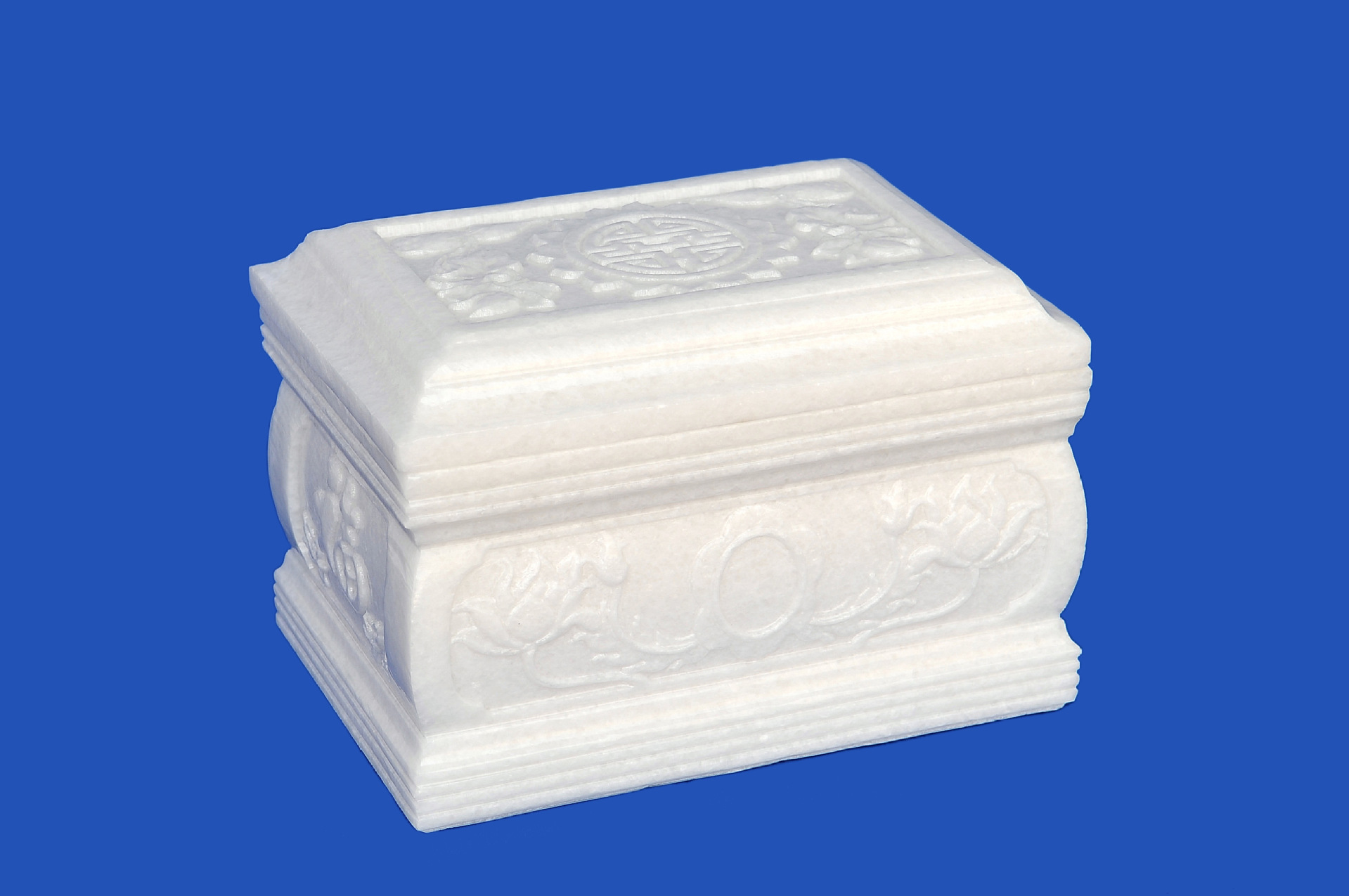 厂家批发殡葬用品骨灰盒 白玉石精雕骨灰盒 直销批发长方形骨灰盒