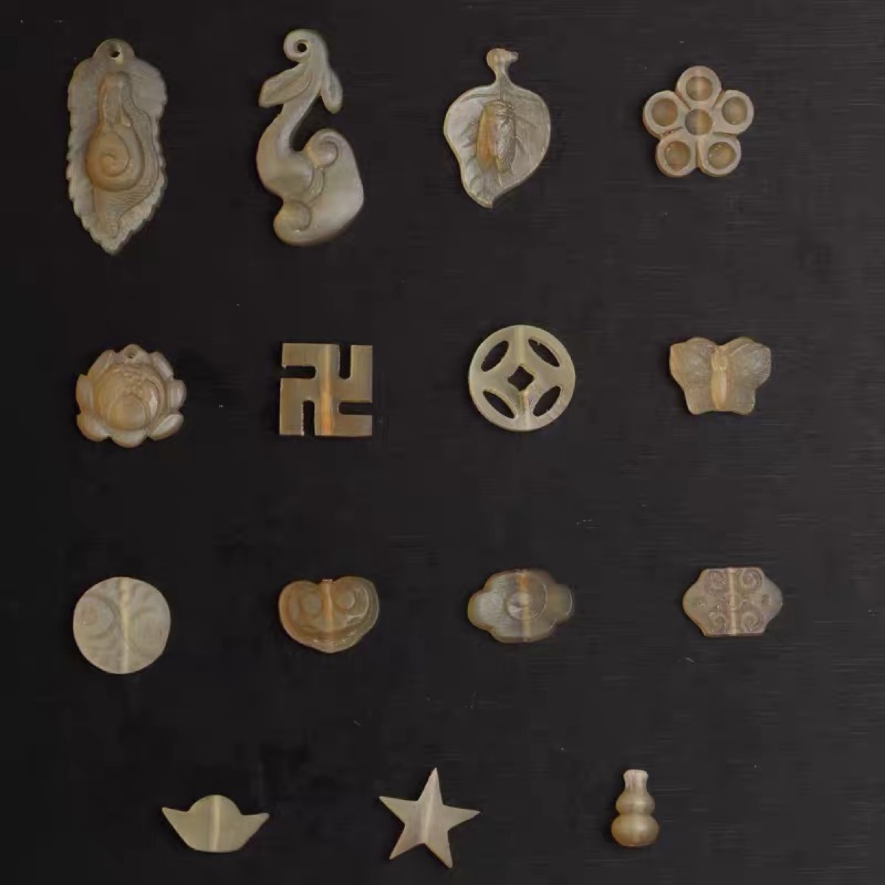 羊角雕刻蜗牛如意莲花万字符钱串祥云diy星月菩提金刚手串配饰件