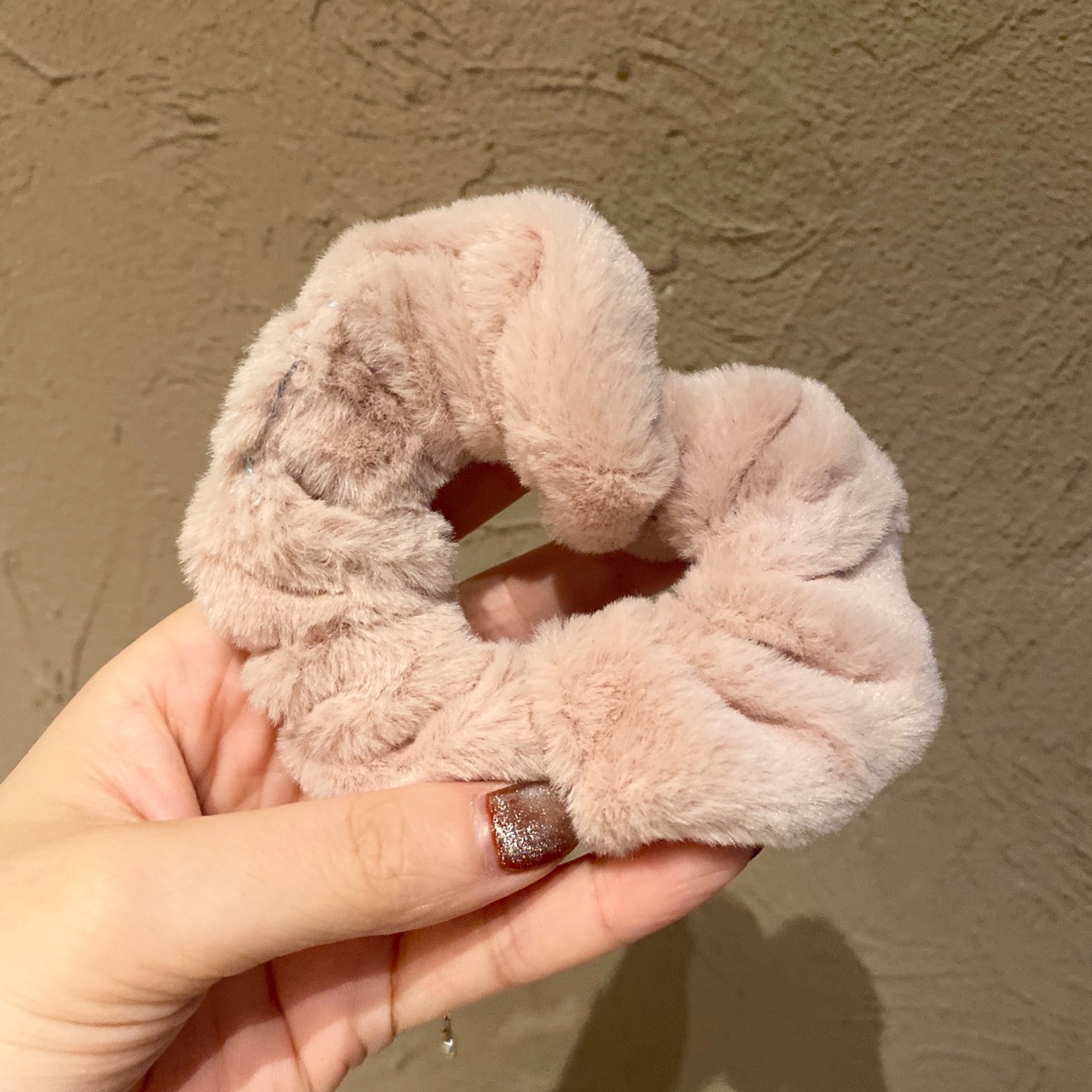 韩国东大门秋冬新款兔毛大肠圈发圈质感柔软气质少女香肠圈发饰女