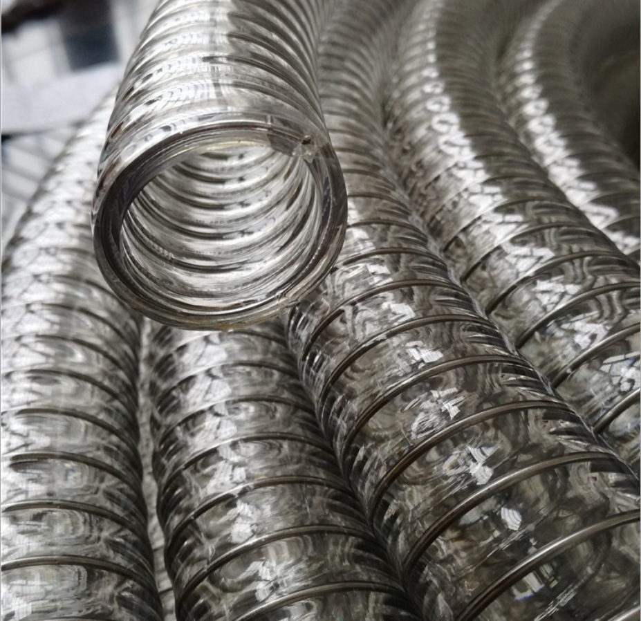 pu钢丝管大口径耐高温伸缩管耐磨塑料透明钢丝软管25-600