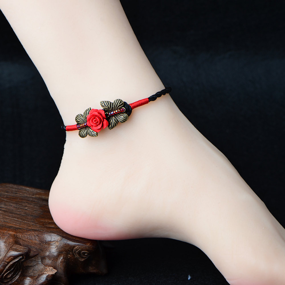 民族风复古脚链女韩版简约学生个性装饰品手工编织脚环女