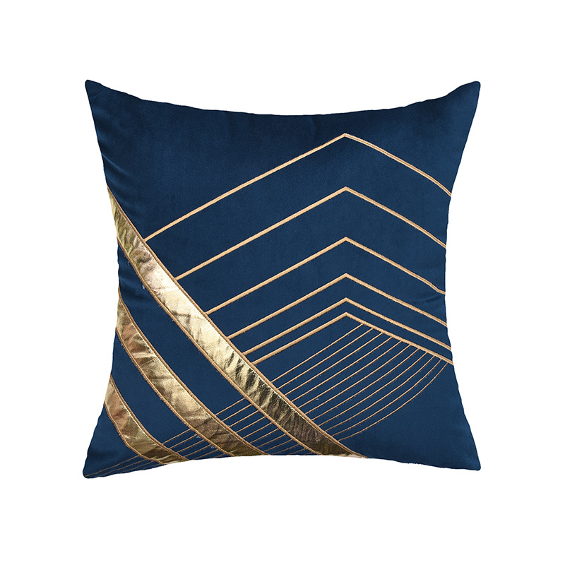 Gilding Embroidery Pillow Cover Living Room Bedroom Cushion Simple Style Striped Pillow Cover Retail Link