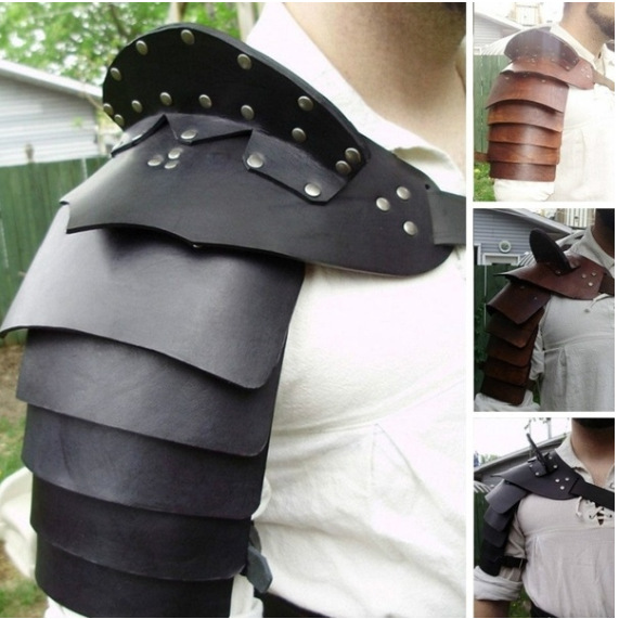 外贸蒸汽朋克角斗士皮革单肩盔甲中世纪复古罗马战士皮革盔甲扮演