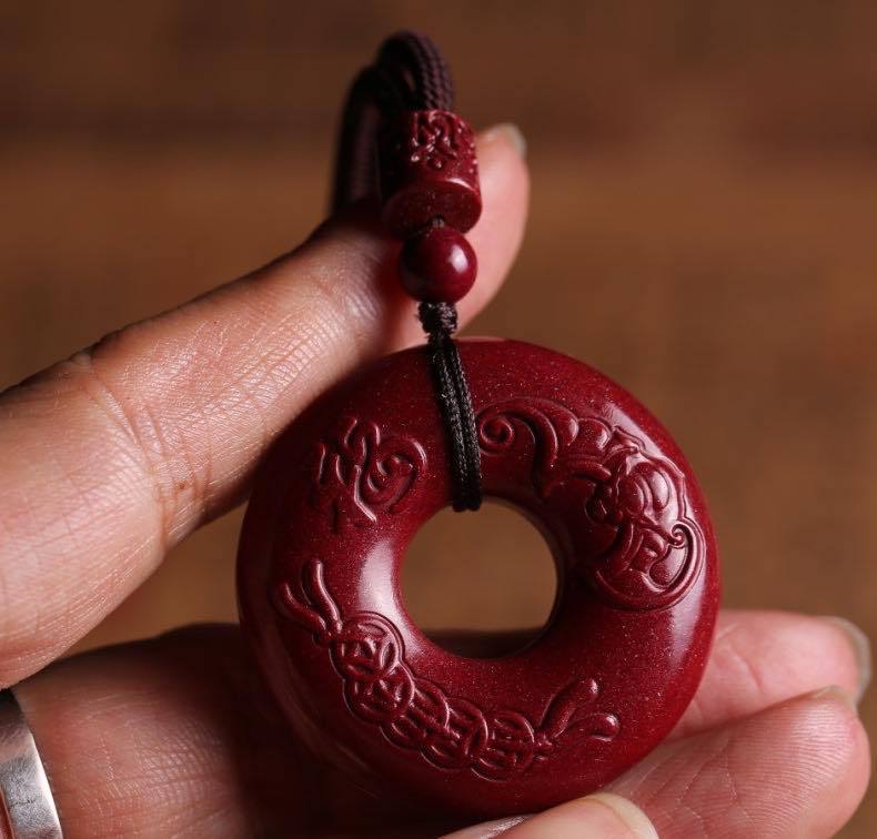 天然朱砂原矿紫金砂福在眼前平安扣吊坠帝王砂