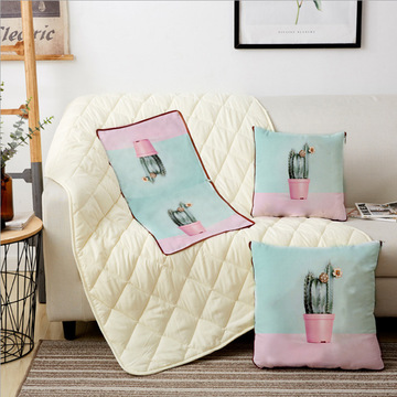 来图定制办公室抱枕被几何抽象印花抱枕被子两用汽车二合一抱枕被