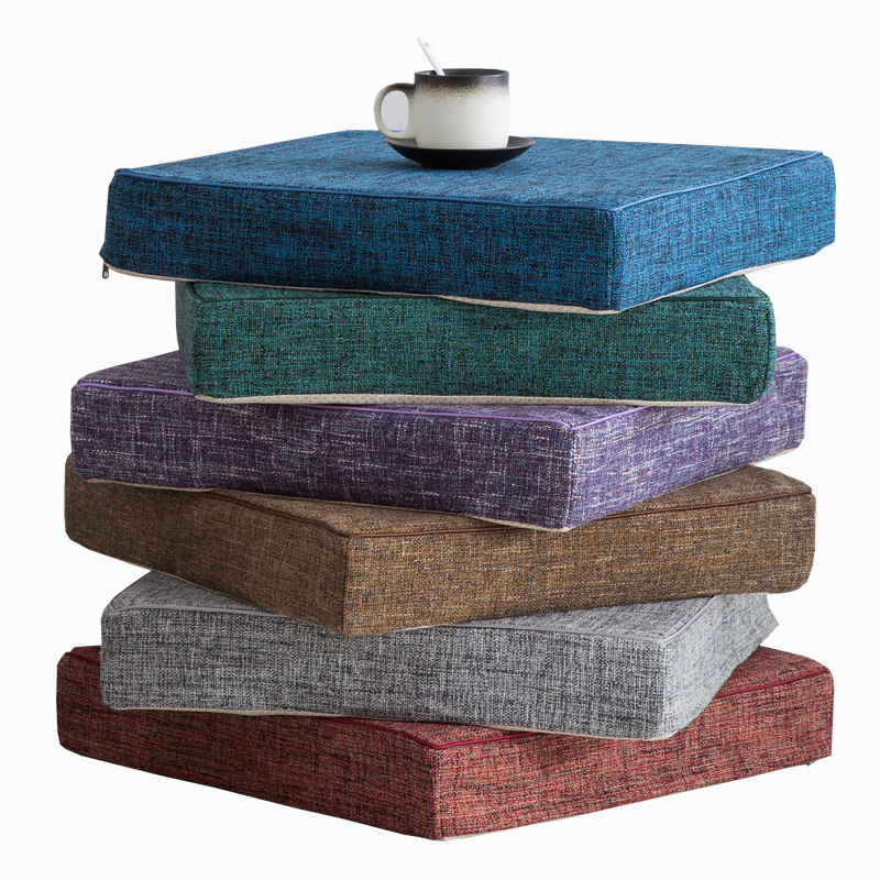 定做亚麻坐垫海绵垫沙发垫子加厚椅子办公室座椅餐椅坐垫定制