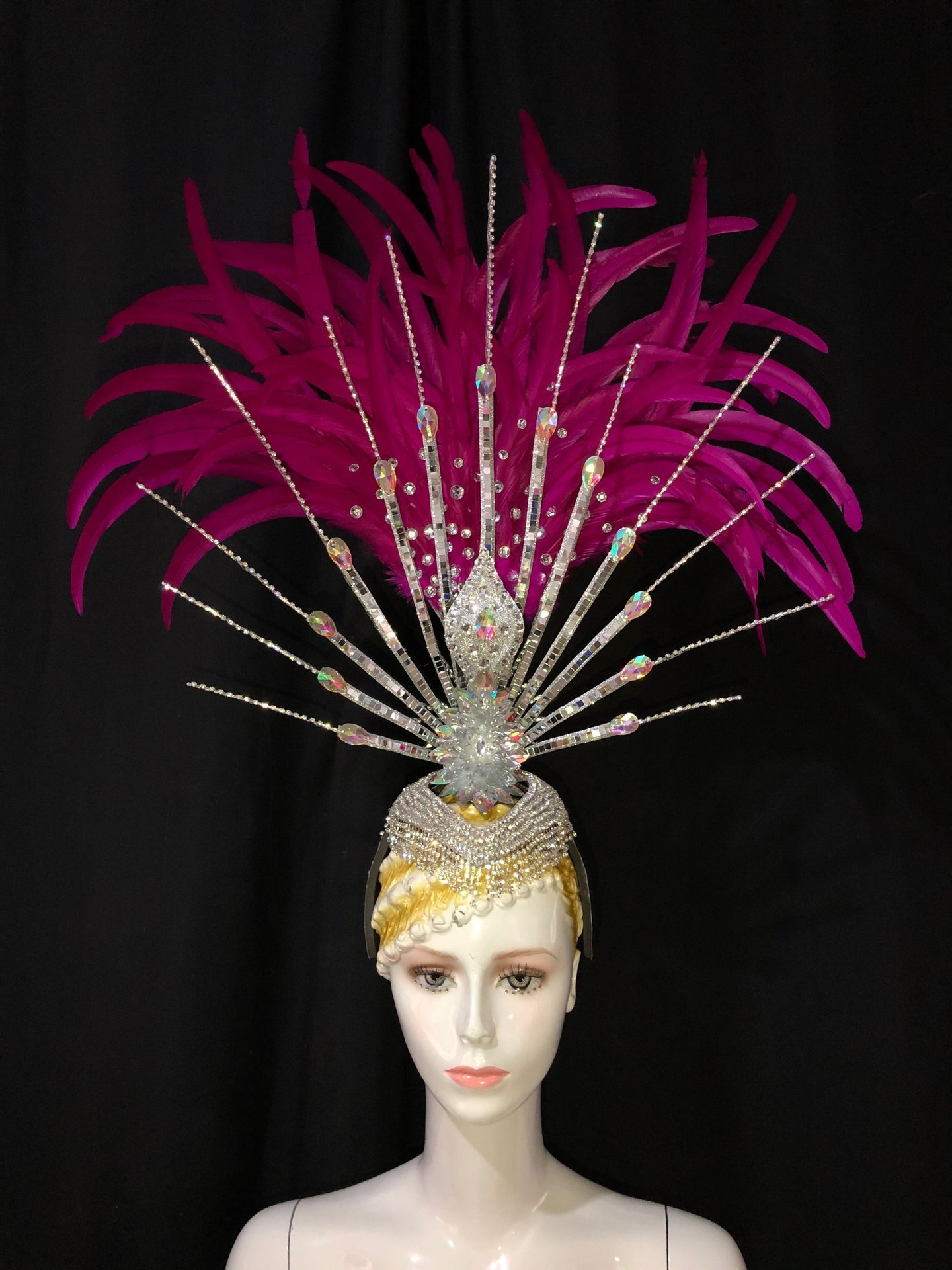 开场舞台演出羽毛服装头饰花 背板 狂欢节维多利亚走秀 派对头饰