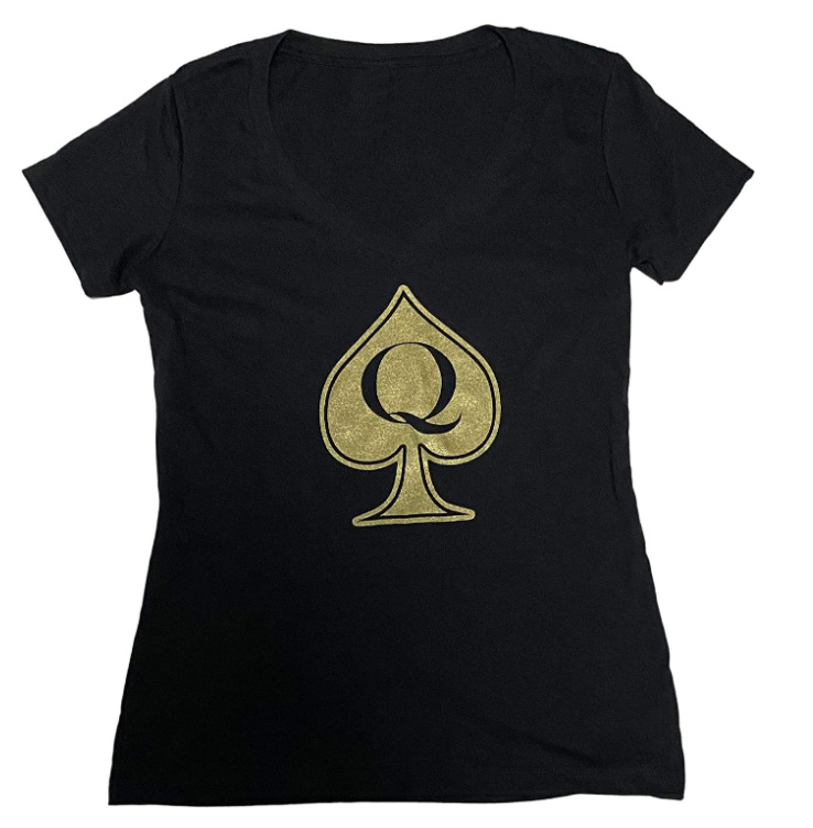 亚马逊速卖通欧美新款黑桃女王图案印花 t 恤带 q女上衣