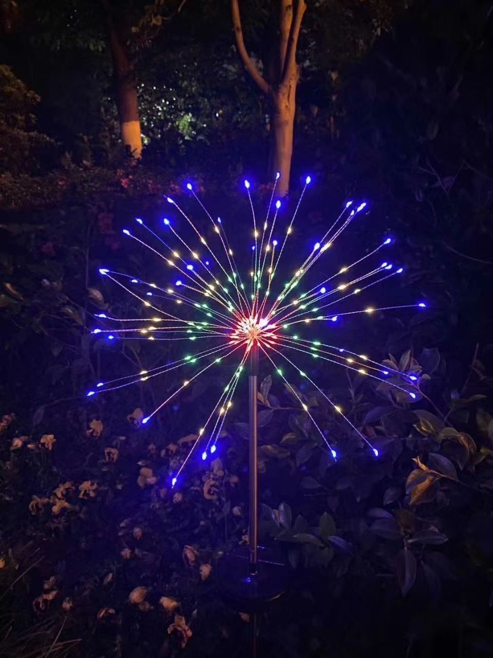 太阳能地插烟花灯庭院圣诞节户外led节日满天星彩灯草坪圣诞灯串