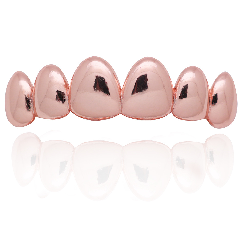 光面嘻哈牙套18k镀真金吸血鬼假牙grillz适用于男士女士派对配饰