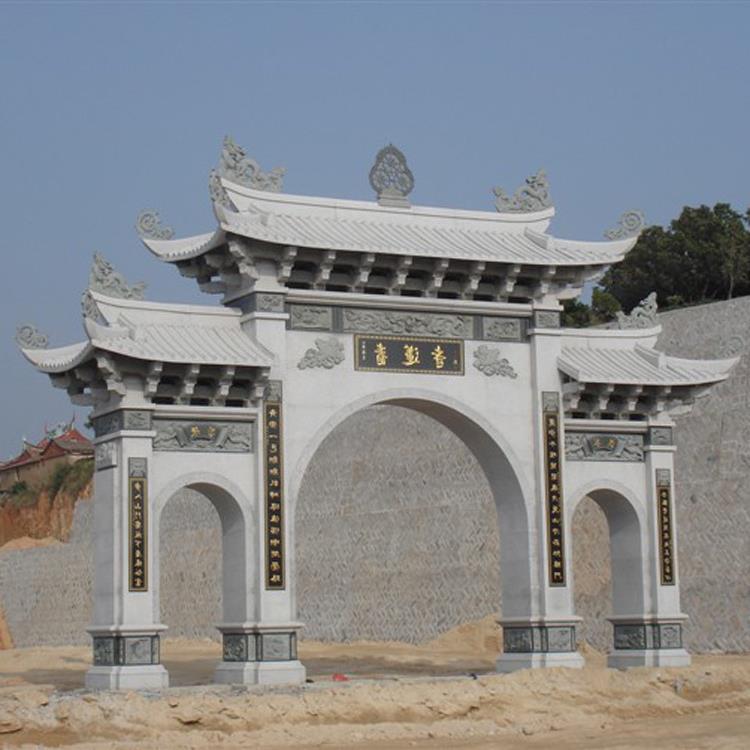 石雕牌坊雕刻青石仿古山门牌楼村口石头牌楼单门三门山门