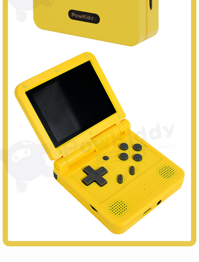 powkiddyv90跨境迷你掌上翻盖开源掌机64位经典复古gba街机游戏机