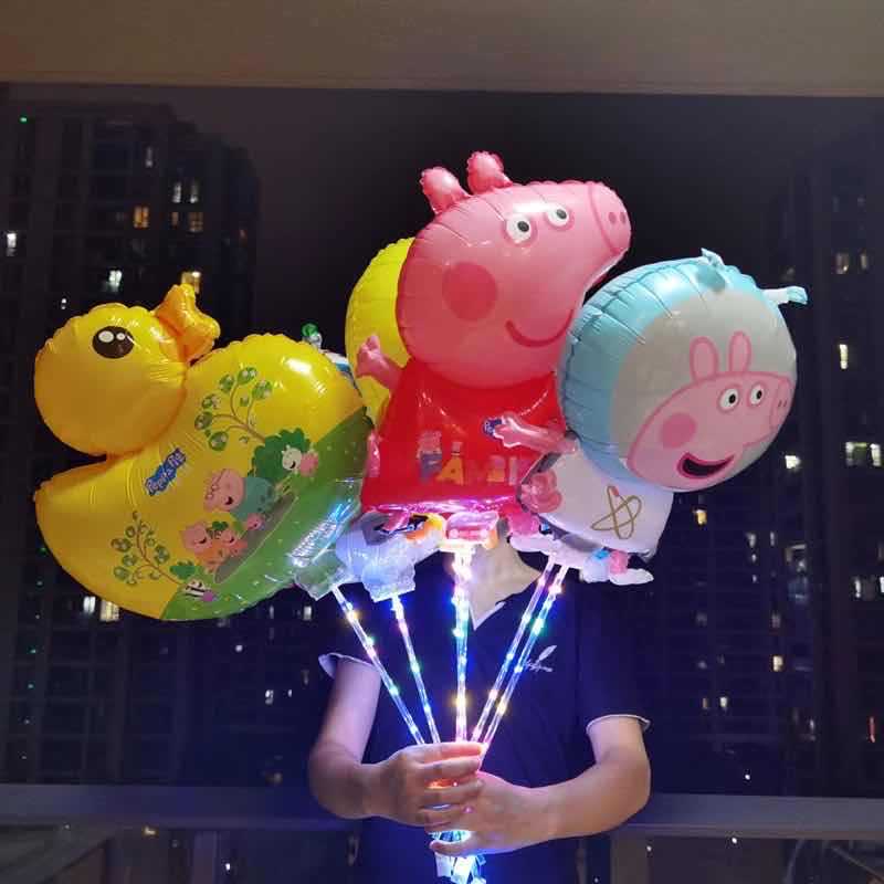 New Large Clip Luminous Balloon Cartoon Luminous Aluminum Balloon Internet Celebrity Stall Children's Toy Drainage
