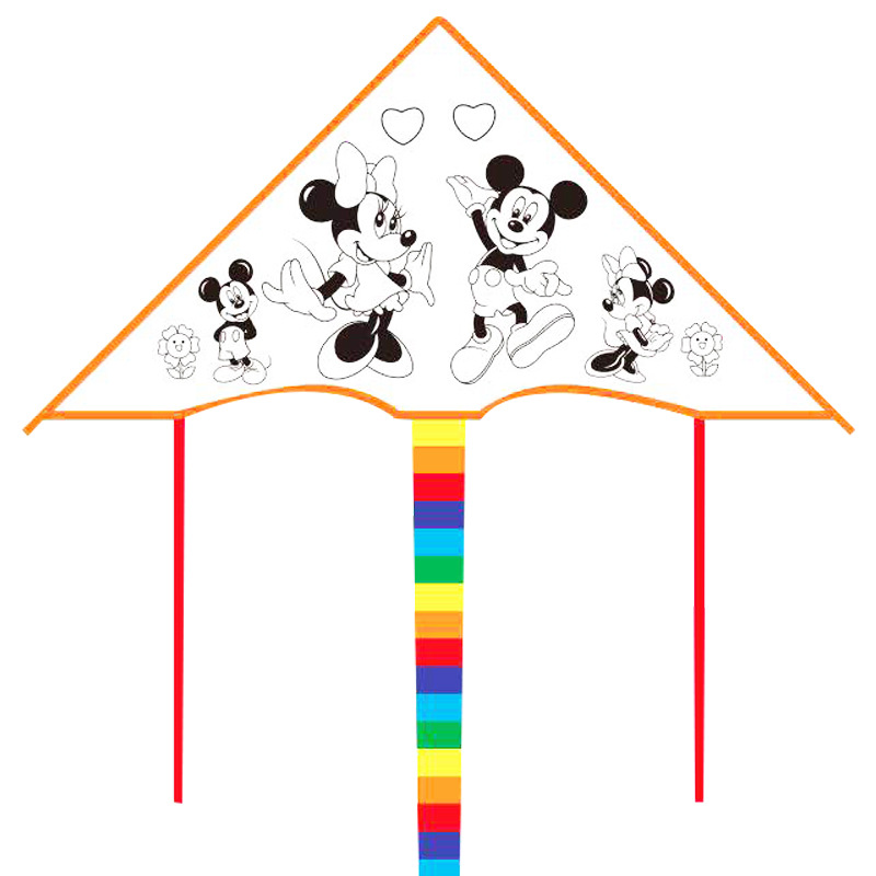 空白涂色风筝diy白板教学风筝绘画填色卡通风筝图案三角涂鸦风筝