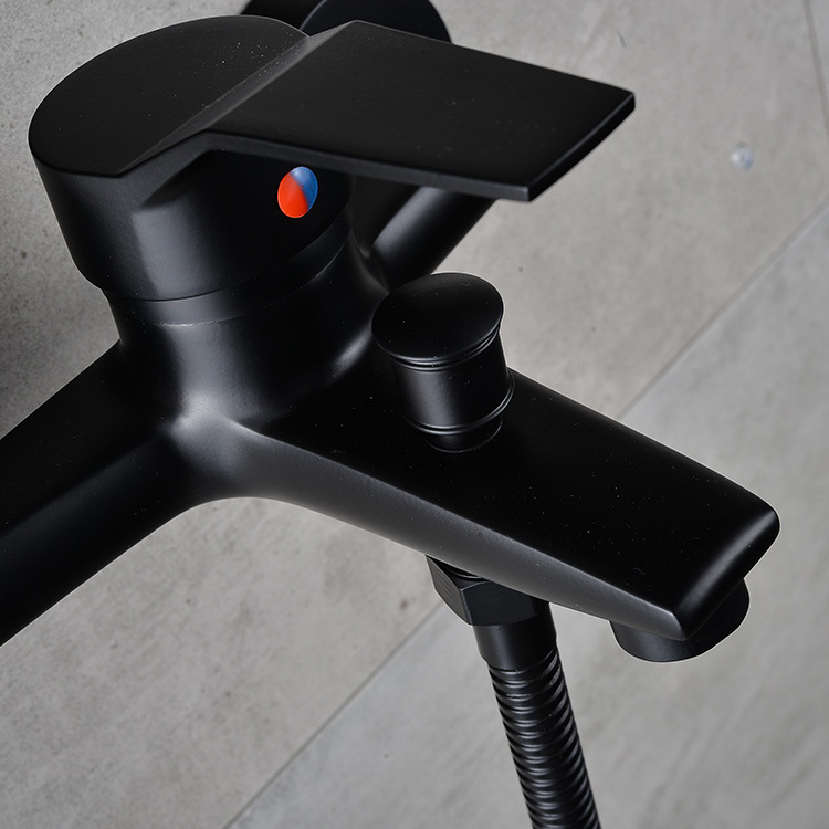 铜体黑色烤漆简易淋浴套装 浴室卫生间混水阀厂家批发直销